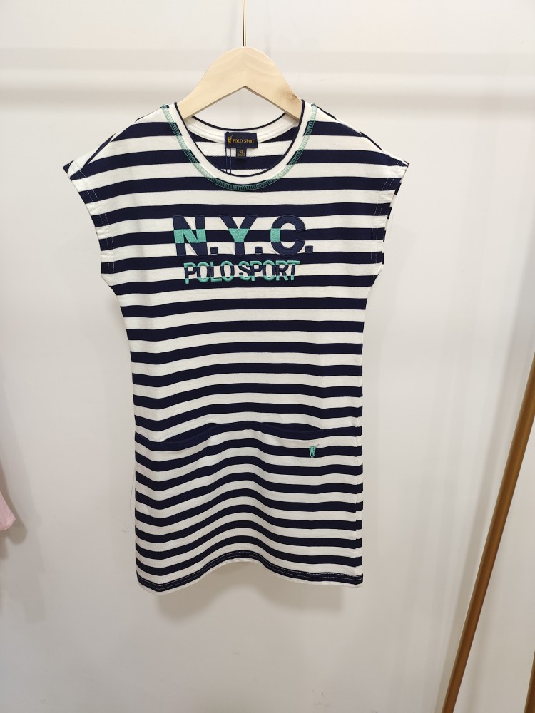 POLOSPORT保罗运动女童可爱漂亮舒适纯棉条纹连衣裙72MG34049