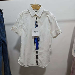 雅莹外采意大利msgm童装潮男女同款短袖字母logo短袖衬衣-1699