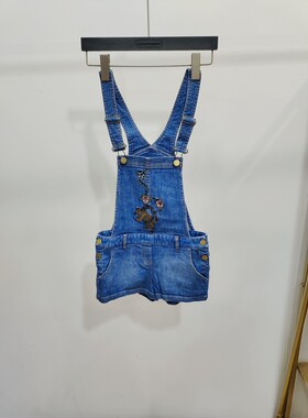 ZADIG&VOLTAIRE法国设计师奢品儿童蓝色休闲牛仔背带裤VGDPC6645Z