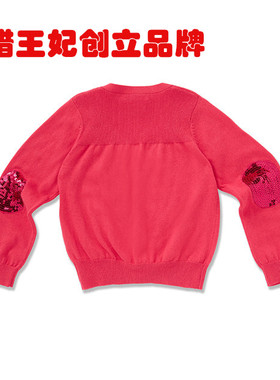 Marie Chantal 春秋 女童 羊绒+棉 亮片 红色开衫 针织衫 卫衣