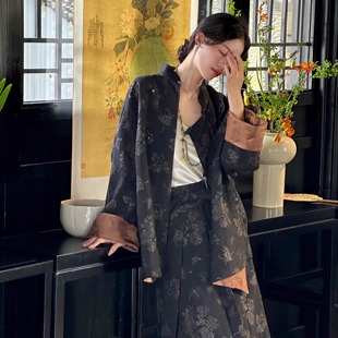 Ti提提 逢春 新中式设计感国风双面双色外套长袖上衣套装