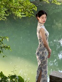 国风改良无袖 忘夏·八十支全棉青花瓷印花新中式 旗袍修身 Ti提提