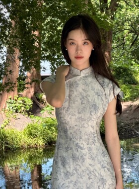 Ti提提  流语 小袖长款改良旗袍日常气质款国风长裙夏季连衣裙女