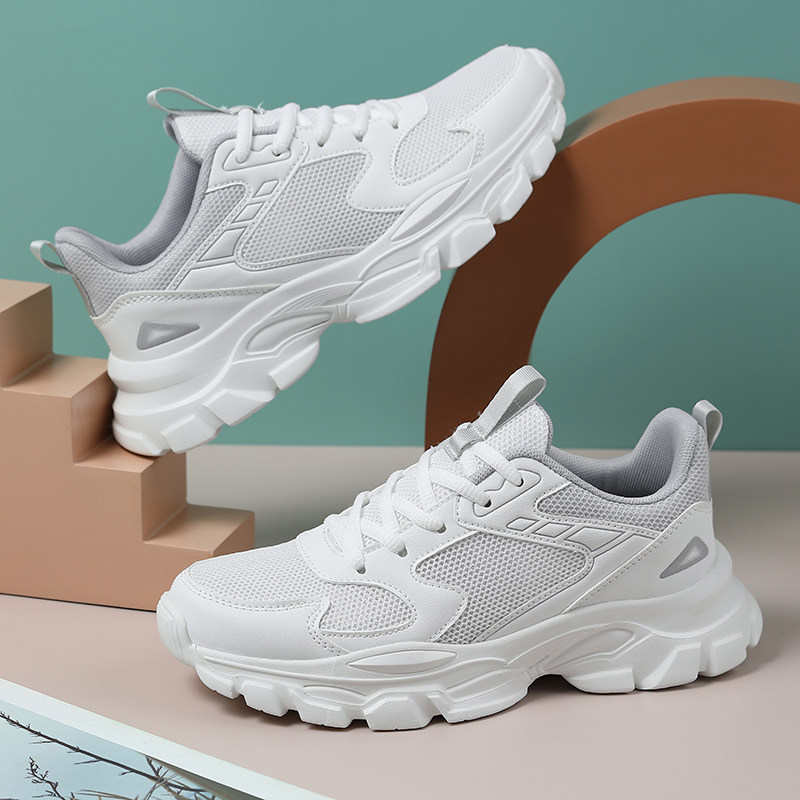 老爹鞋女鞋2026新款网面透气运动鞋子显腿长女士防滑厚底小白鞋
