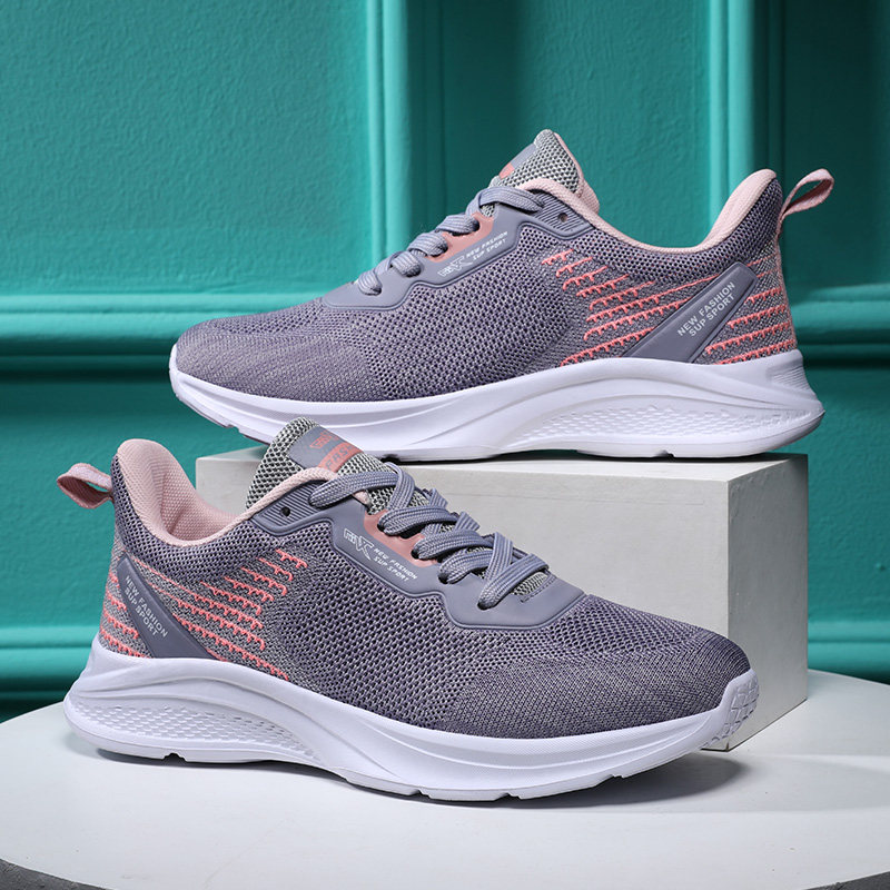 新款女鞋中年妈妈鞋春夏飞织运动休闲鞋软底旅游鞋女士防滑健步鞋