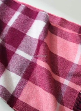 NASE 21年冬季法国浪漫主义风精选羊绒红粉格子围巾亲子围巾