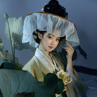 【霜翎阁】竹编帷帽唐风汉服初唐复原帽子古风帏帽斗笠纱百搭宋制