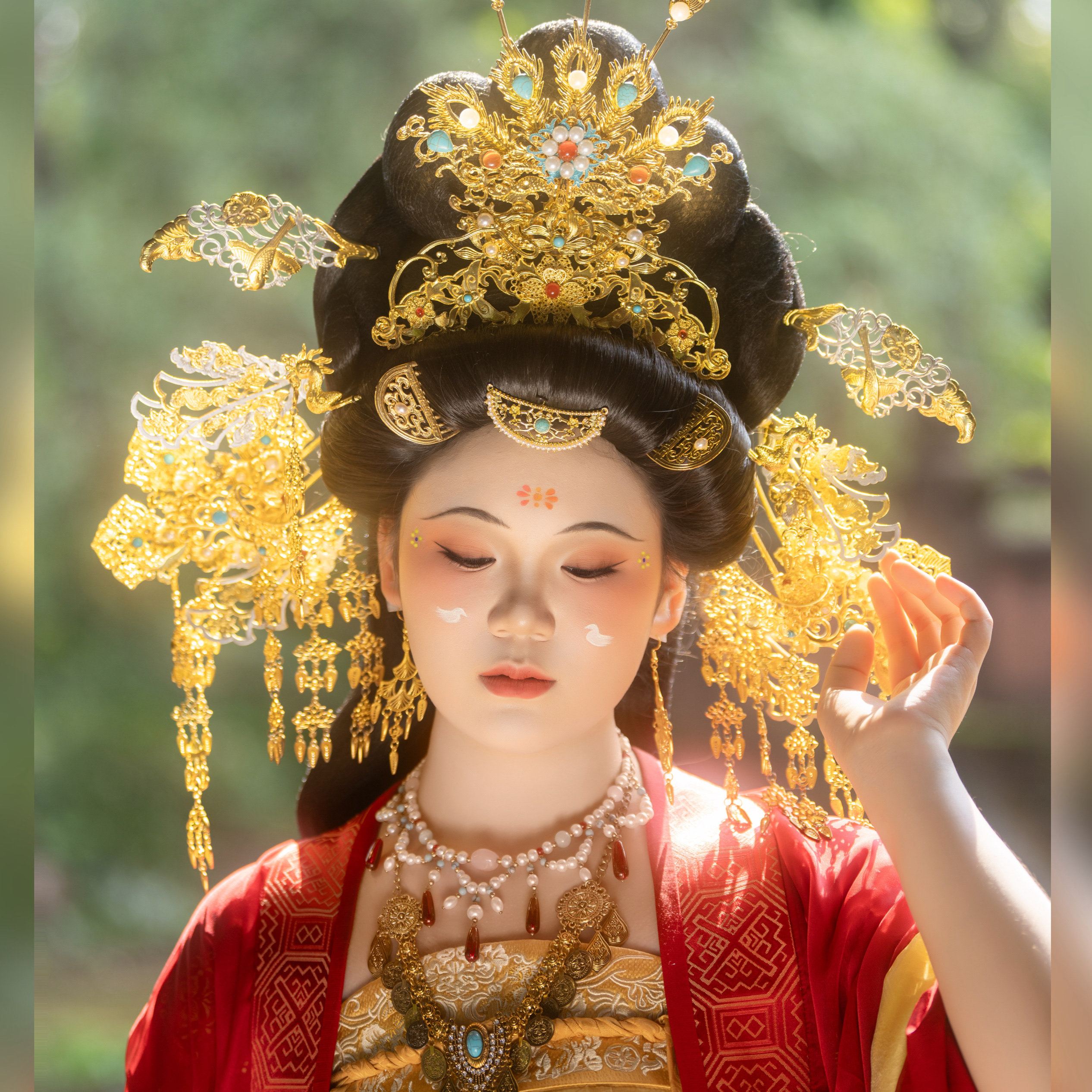 【霜翎阁】供养人发簪华丽婚礼同款唐风汉服复原套装配饰品流苏钗