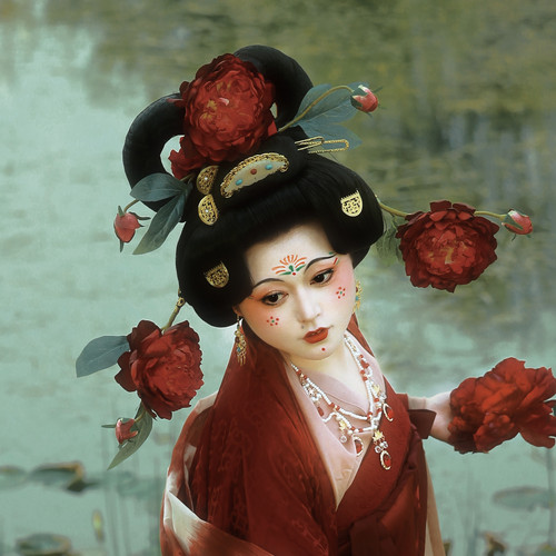 【霜翎阁】供养人发簪仿妆唐风汉服复原配发饰品引路菩萨牡丹套装