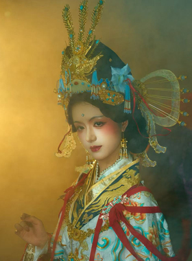【霜翎阁】壁画神仙衍生晚唐五代复原同款汉服套装配发饰品双鬟髻
