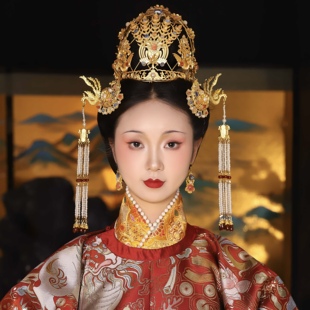 【霜翎阁】狄髻头面明制宝石套装复原簪子汉服配饰品发冠｛凤昭｝