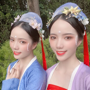 【霜翎阁】薄纱包头巾珍珠流苏发带大宋少女汉服头配饰包髻布围髻