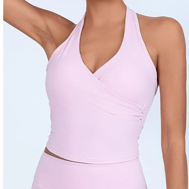 欧美新款运动内衣瑜伽服挂脖背心含胸垫V领健身美背裸感性感上衣,运动/瑜伽/健身/球迷用品,瑜伽背心,淘宝优惠券,粉丝福利购,淘宝优惠卷
