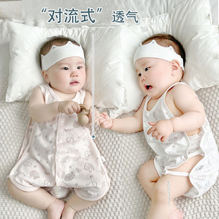 婴儿夏季连体衣婴幼儿衣服夏天宝宝琵琶背心哈衣新生儿夏装6-12月