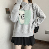 小众设计感2025冬季新款大码胖mm灰色宽松显瘦翻领针织衫毛衣，女装大码女装，衣嘉衣服饰