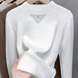一体绒半高领毛衣女加绒加厚打底衫2025秋冬新款针织衫内搭上衣潮，女装针织衫/毛衣，衣嘉衣服饰