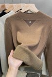 一体绒半高领毛衣女加绒加厚打底衫2025秋冬新款针织衫内搭上衣潮，女装针织衫/毛衣，衣嘉衣服饰