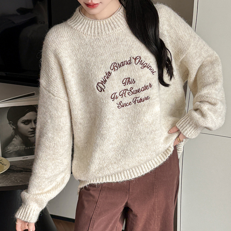 新款加厚字母刺绣毛衣撞色休闲毛衣圆领套头针织衫上衣女,女装针织衫/毛衣,衣嘉衣服饰 新款加厚字母刺绣毛衣撞色休闲毛衣圆领套头针织衫上衣女,女装针织衫/毛衣,衣嘉衣服饰