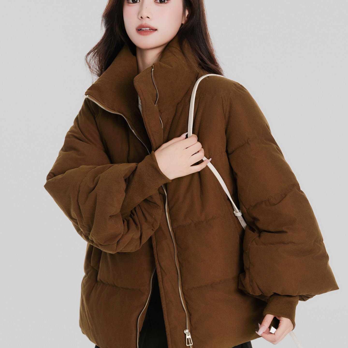 加厚冬季短款棉服立领设计感小众棉衣时尚韩版百搭棉服外套，女装棉衣/棉服，衣嘉衣服饰