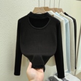 半高领镂空针织毛衣女秋冬加厚坑条修身内搭温柔风保暖打底衫，女装针织衫/毛衣，衣嘉衣服饰