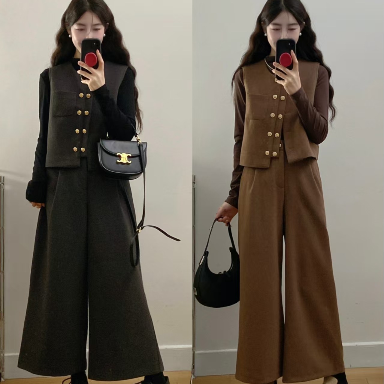 秋季新款胖MM高级感休闲洋气打底衫+马甲+阔腿裤三件套装,女装T恤,衣嘉衣服饰 秋季新款胖MM高级感休闲洋气打底衫+马甲+阔腿裤三件套装,女装T恤,衣嘉衣服饰