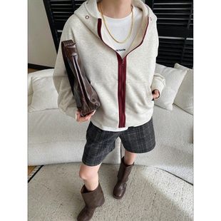 小众设计感撞色拉链宽松显瘦连帽卫衣外套 穿搭 SN8515 美式 司南