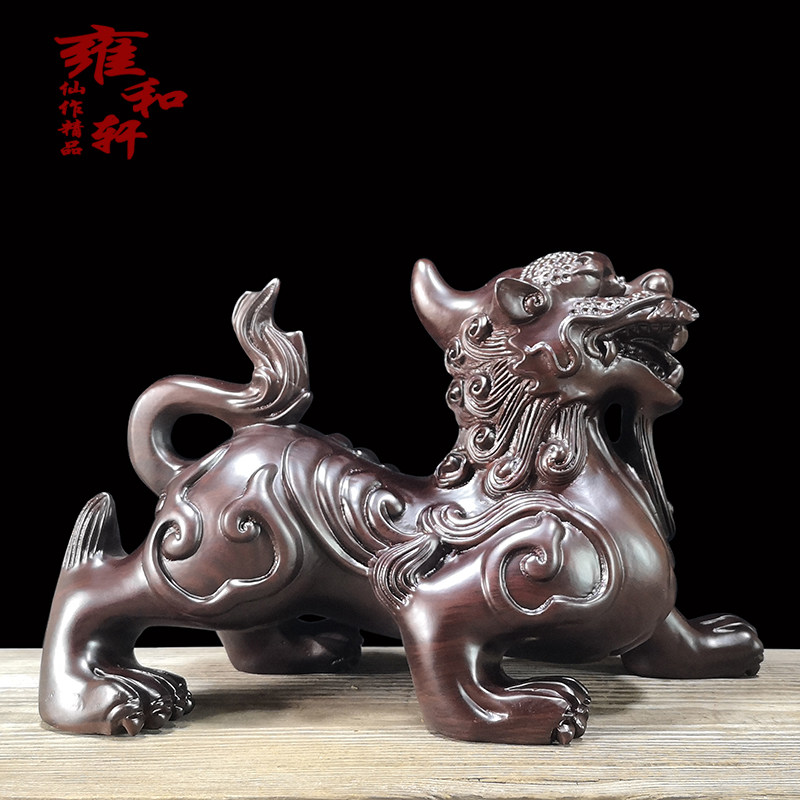 黑檀木雕貔貅工艺品实木摆件家居招财助运风水镇宅皮休皮丘红木