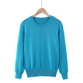 女圆领套头毛衣春秋季 大码 宽松打底衫 2025纯棉针织衫 百搭毛衣短款