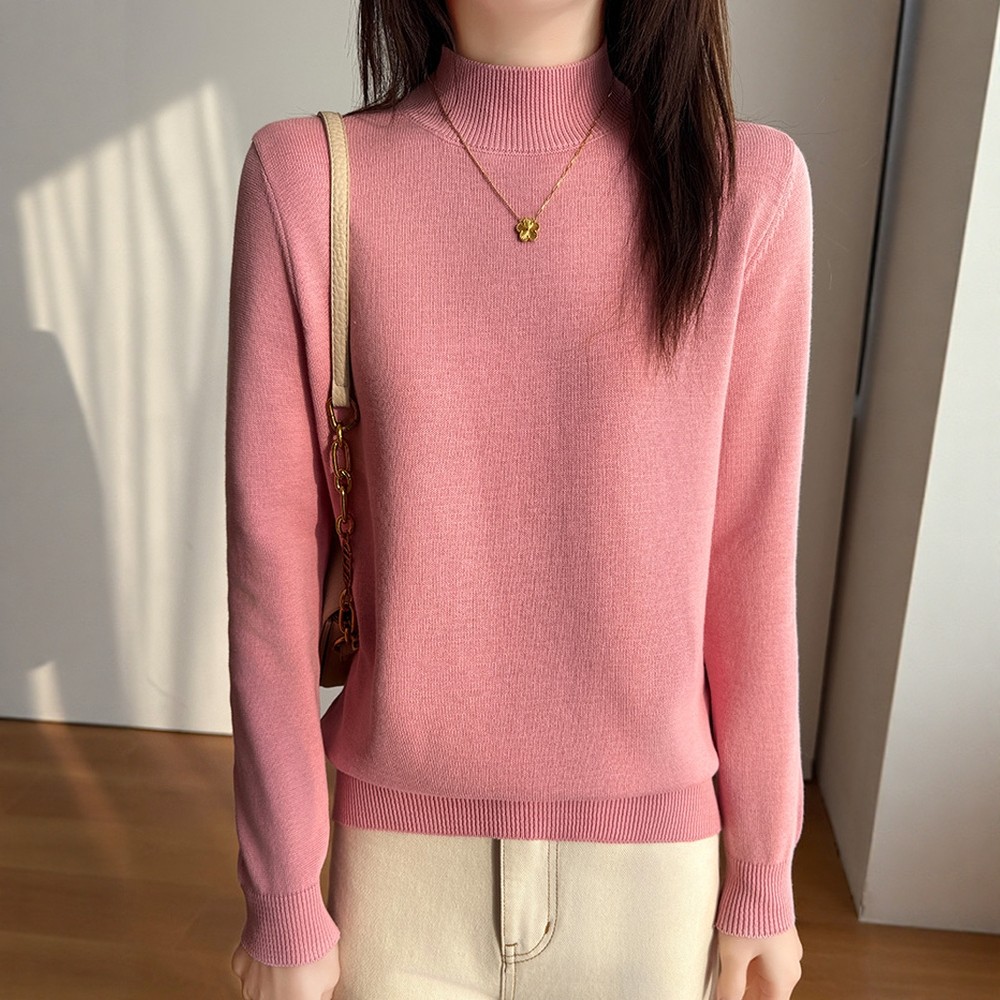 大码纯棉针织衫女半高领套头毛衣秋冬保暖宽松打底衫百搭毛衣短款,女装/女士精品,毛针织衫,淘宝优惠券,粉丝福利购,淘宝优惠卷