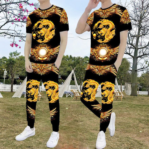 男士休闲运动服套装夏季潮流透气