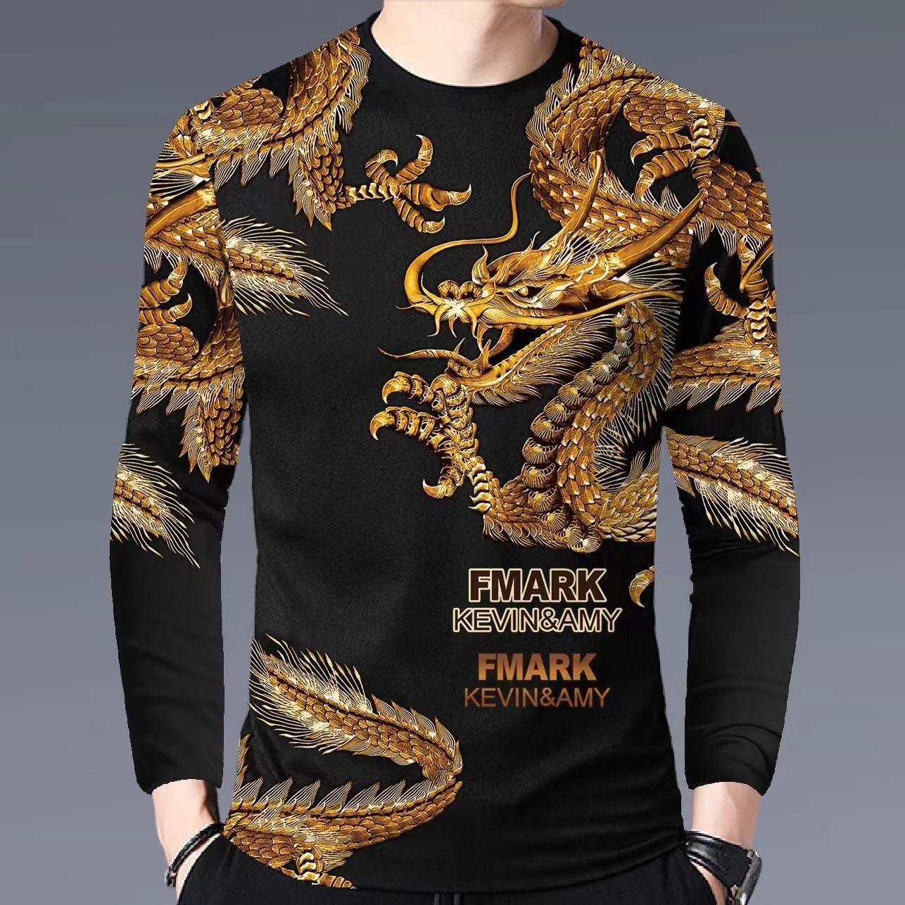 印花圆领中国风打底衫