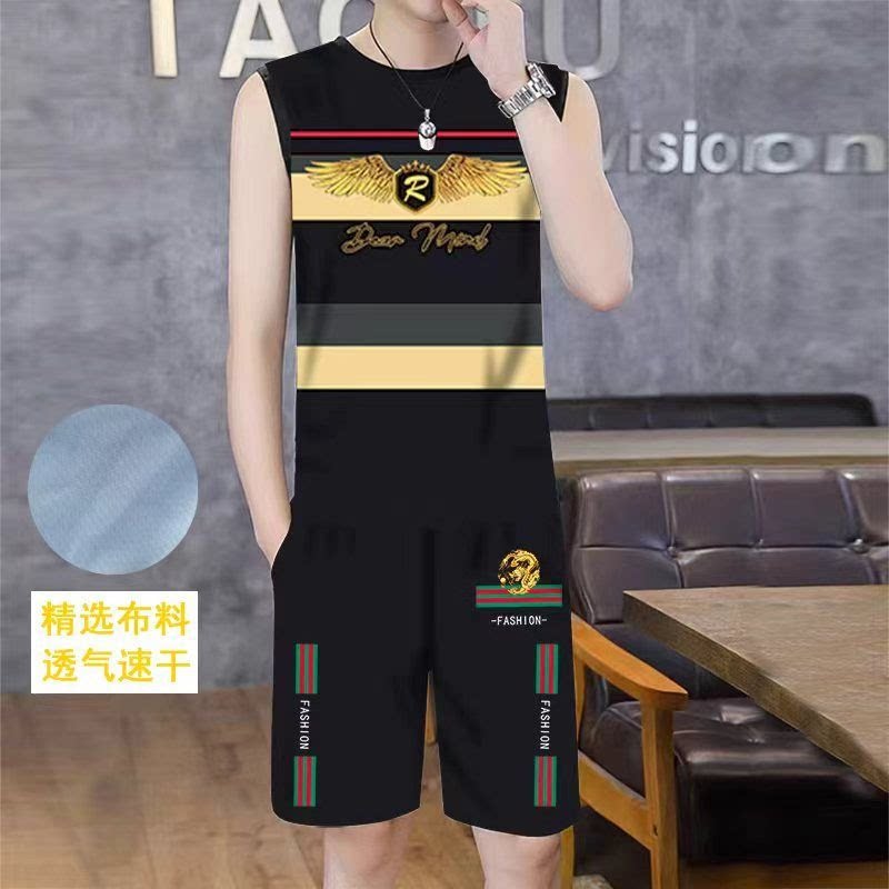 男士休闲运动套装2026年夏季薄款坎肩背心搭配五分裤一整套男装