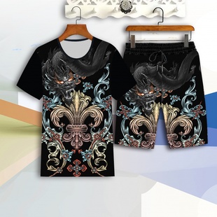 2020社会小伙套装精神小伙两件套夏季潮流新款五分裤潮牌帅气搭配