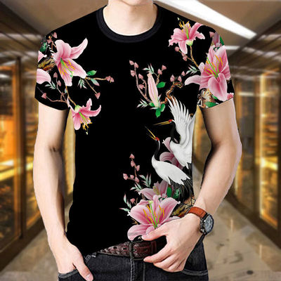 夏季新款潮流男士上衣老虎T恤衫