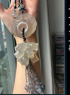 汽车挂件灰玉髓玛瑙三羊开泰麒麟平安福后视镜吊坠2026新款车挂礼