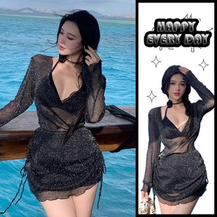 泳衣女微胖女孩遮肉显瘦高级感三件套大码 比基尼温泉 沙滩度假泳装