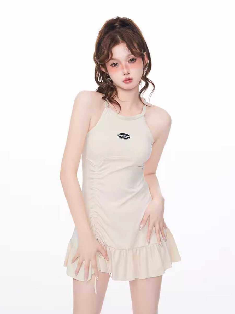 纯欲可爱少女两件套泳衣连体裙式