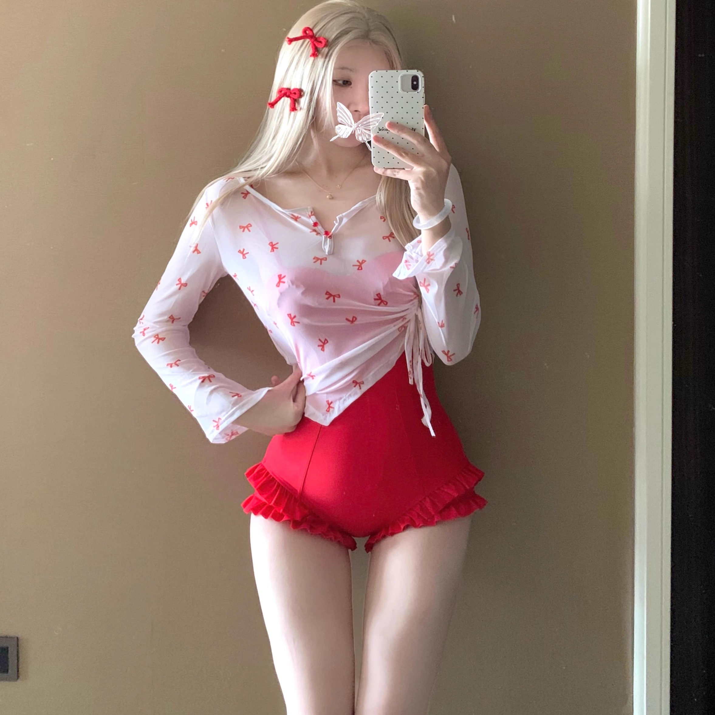 AYSTUDIO2025新款泳衣长裙女性感红色纯欲显白小胸聚拢泡温泉度假