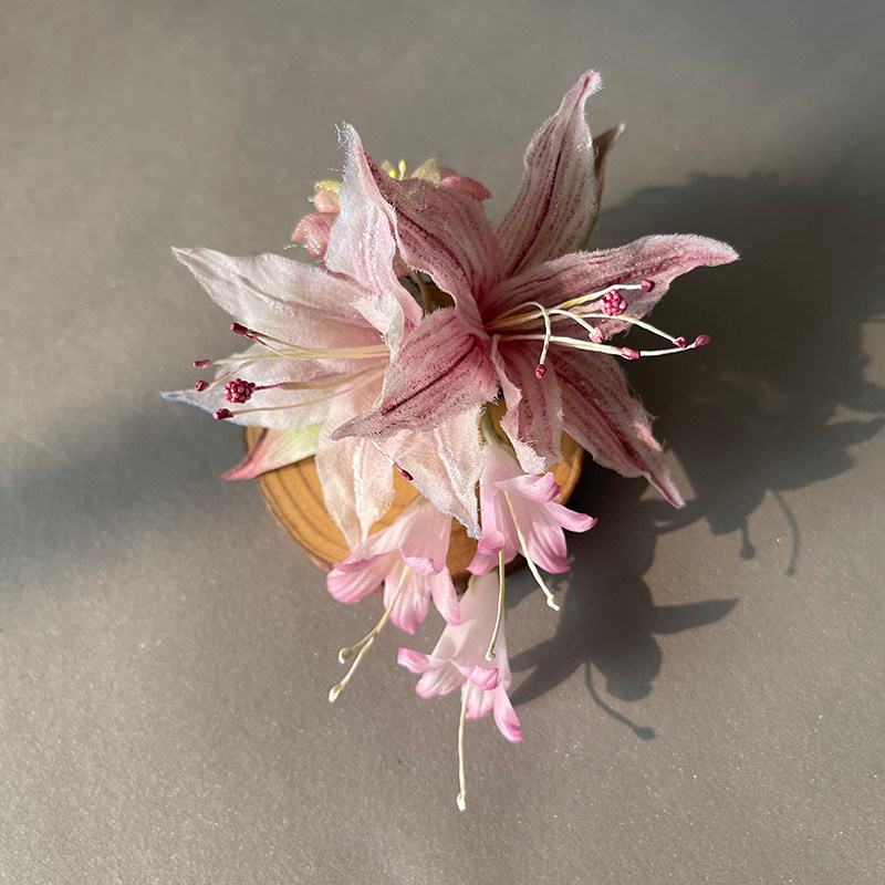 木生 百合发夹古风发簪古装汉服旗袍搭配发饰头花盘发饰品中国风