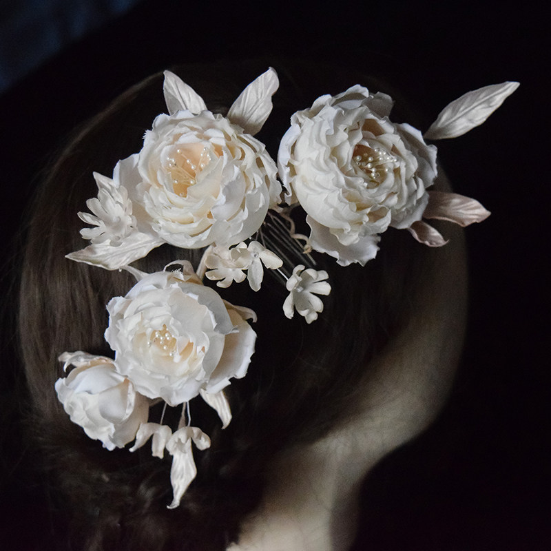 木生原创真丝烫花新娘头饰简约拍照发饰礼服古装头花汉服国风配饰,饰品/流行首饰/时尚饰品新,发饰,淘宝优惠券,粉丝福利购,淘宝优惠卷