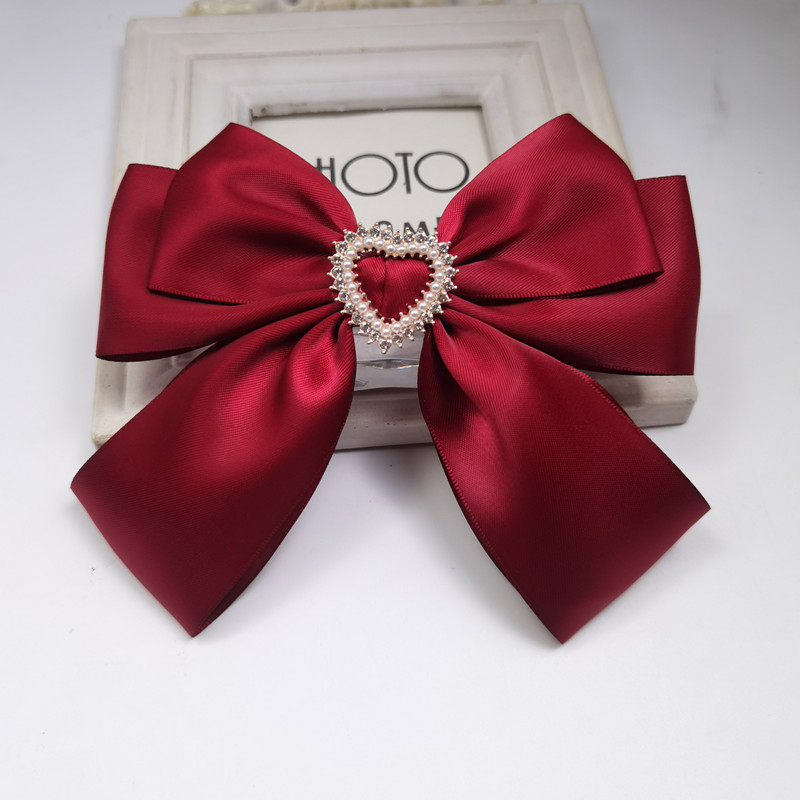 新款敬酒服蝴蝶结头饰简单大气酒红色新娘复古结婚纱礼服简约发饰