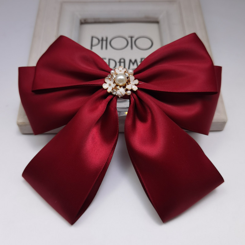 红色珍珠蝴蝶结头饰可爱发夹