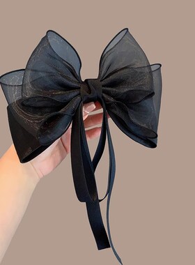 飘带黑色春款后脑勺顶夹气质