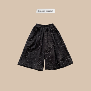夏季新款中大童女童宝宝韩系小众波点休闲裤宽松百搭阔腿裤
