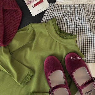 花样衣家女童中大童秋季新款韩系蕾丝花边打底衫半立领内搭长袖