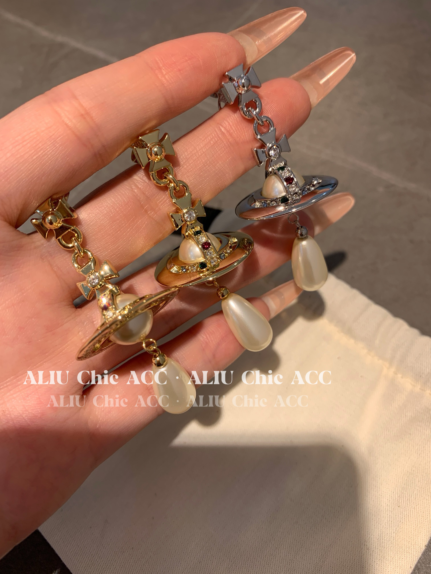 ALIU｜设计感 立体星球水滴流苏耳钉NANA同款土星珍珠耳环女日韩