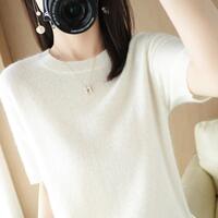 2026 Spring and Autumn Round-neck pullover sweater women's mid-sleeved base layer, loose five-quarter sleeve knitted short-sleeved women's inner layer top thumbnail 8