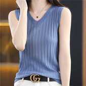大码 冰丝吊带背心女胖mm外穿宽松遮肚v领针织打底衫 内搭上衣ins潮