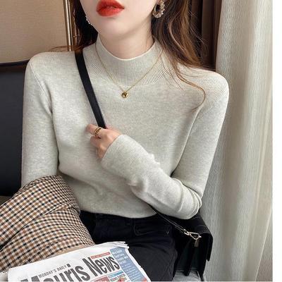 洋气长袖百搭薄款打底衫半高领