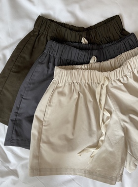 2023夏款儿童原创定制亲子水洗休闲短裤男女童百搭松紧腰抽绳裤子